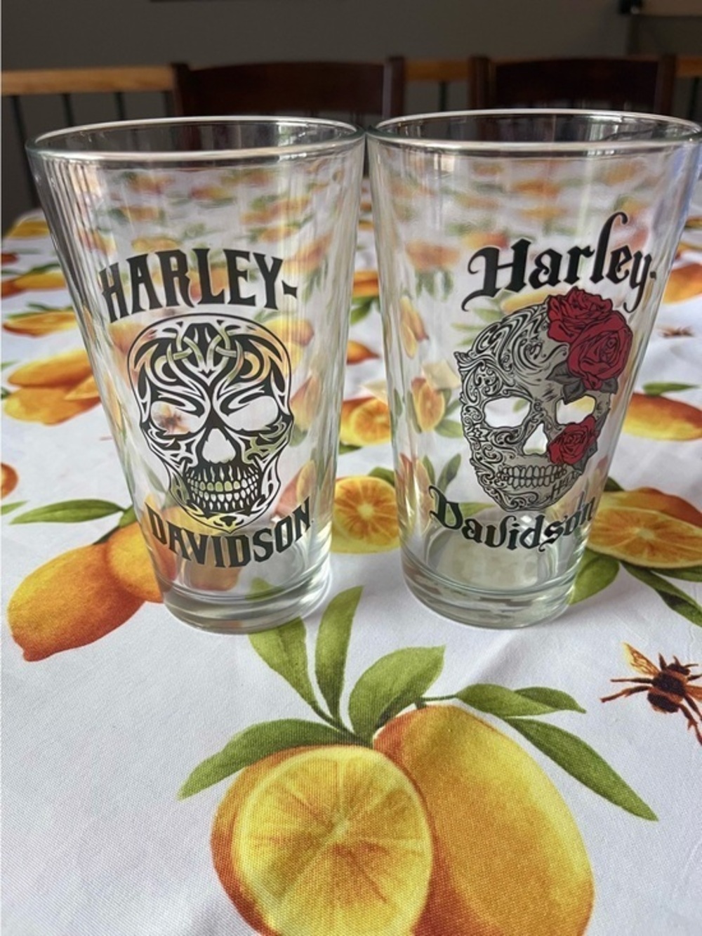 Harley‑Davidson Skull Graphic Pint Glass Set Collectible